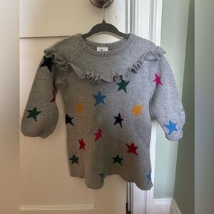 Hanna Andersson grey knit dress with stars and ruffle